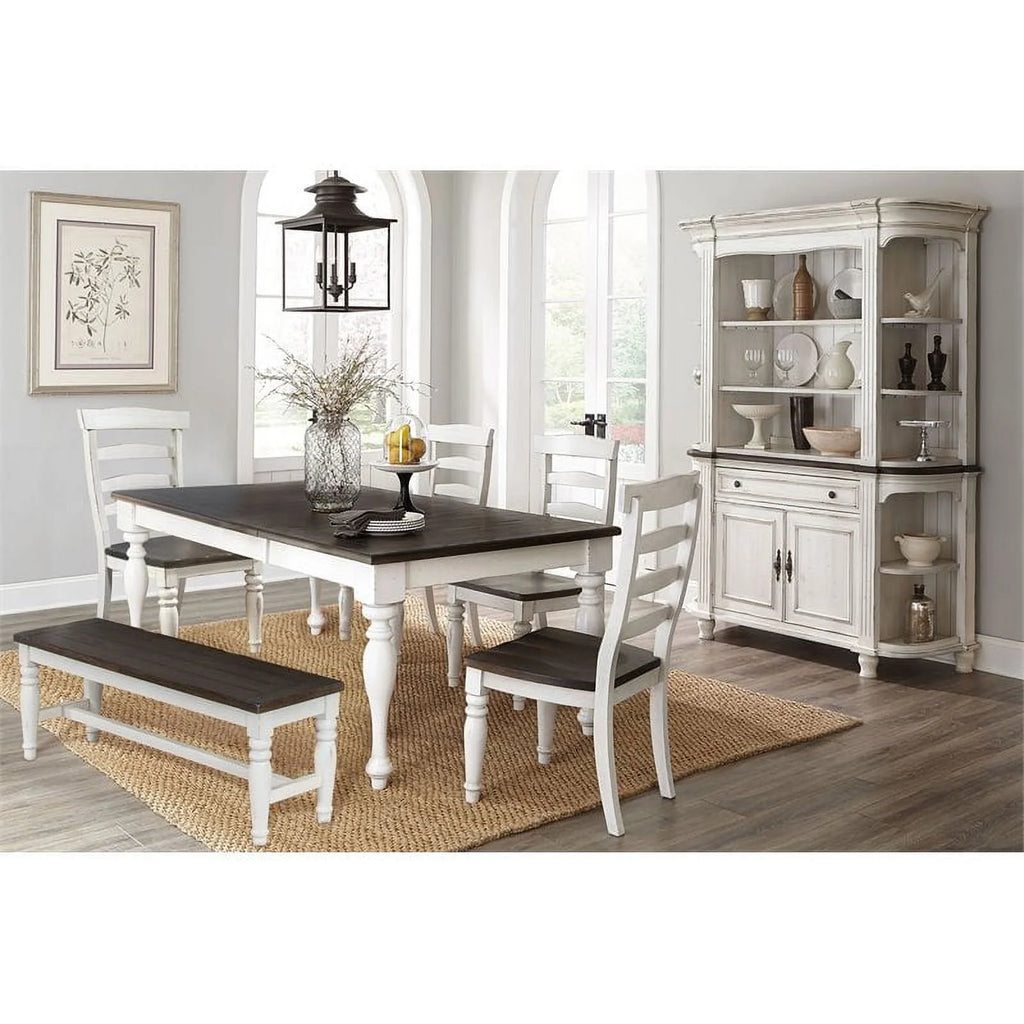 84" Extension Dining Table in White and Dark Brown C80229