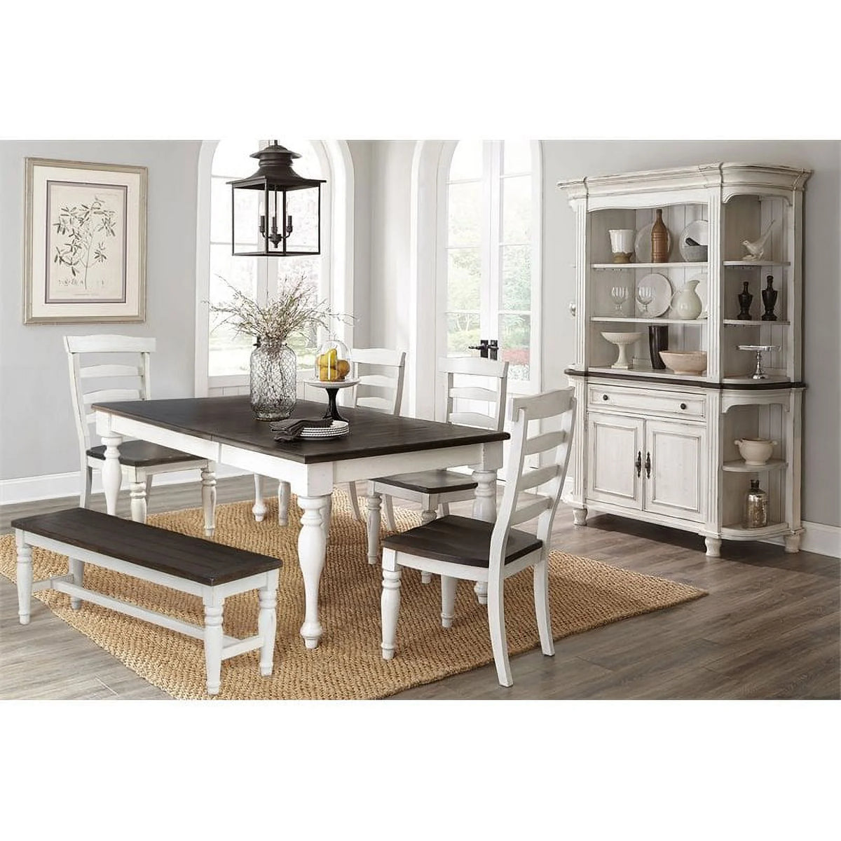 84" Extension Dining Table in White and Dark Brown C80229