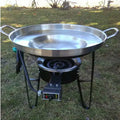 3 in 1 Concave Comal Stainless Steel 22" Set with Propane Burner Stove & Heavy Duty Metal Cast Iron Stand X1643