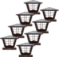 8 Pack 5x5 Solar Powered Post Cap Light with 4x4 Base Adapter (Brown) A737
