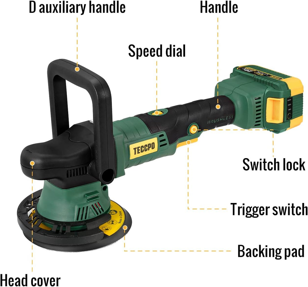 Cordless Brushless 6-Inch Dual Action Random Orbit Polisher with 4.0Ah Battery T30903
