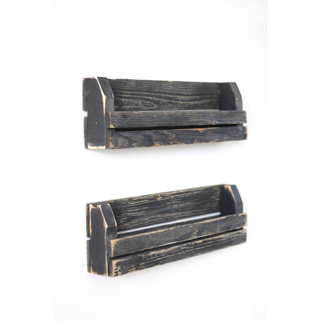 Black Slatted Shelves Set of 2 D251