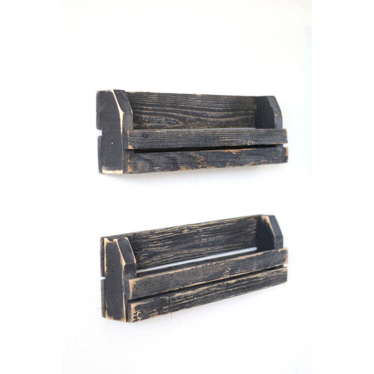 Black Slatted Shelves Set of 2 D251