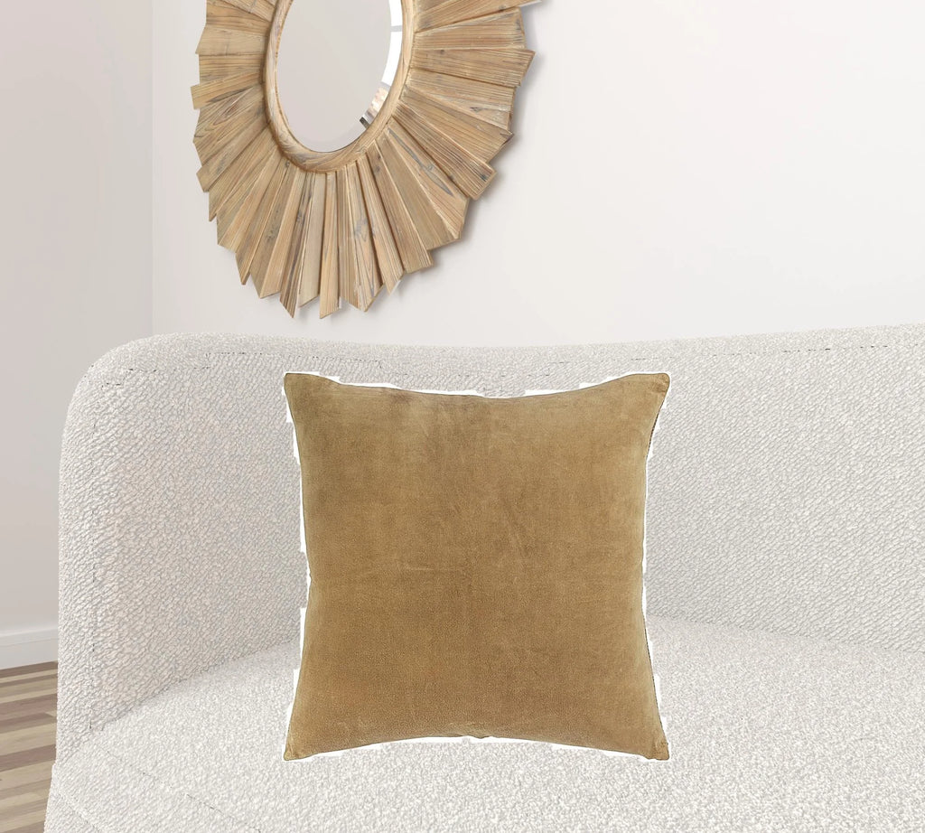 Gold Solid Cotton Velvet Throw Pillow G64225