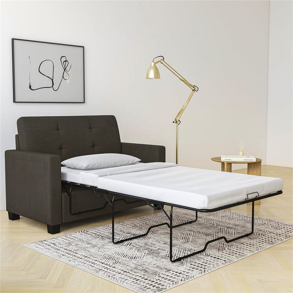 Gray Linen Loveseat Sleeper Sofa A332