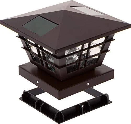 8 Pack 5x5 Solar Powered Post Cap Light with 4x4 Base Adapter (Brown) A737
