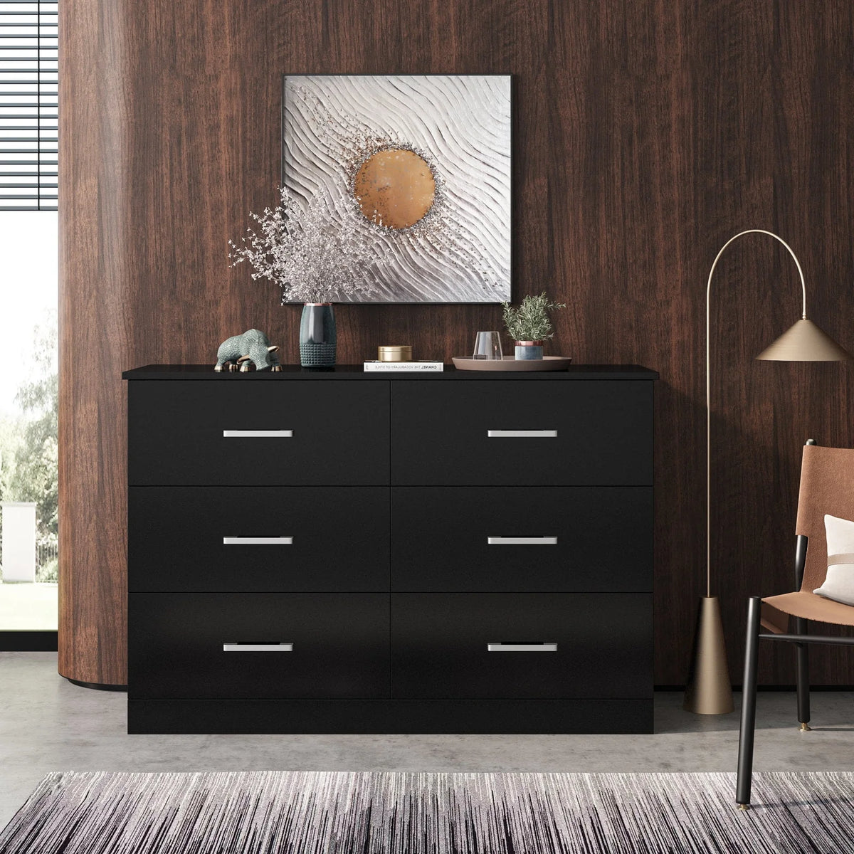 White 6 Drawer Wood Dresser B2622