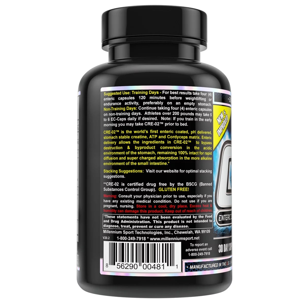 Enteric Coated Creatine Cordyceps Rhodiola Jiaogulan 120 Veggie Caps B159049