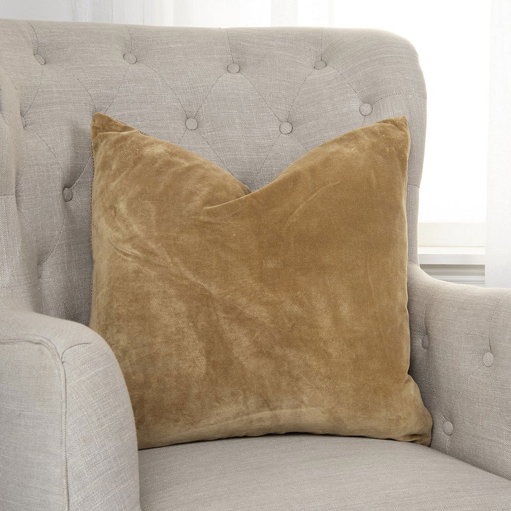 Gold Solid Cotton Velvet Throw Pillow G64225