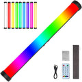 RGB LED Video Light Wand, Portable Studio Lighting, Magnetic Design, Rechargeable Battery, Pack of 2 M28404