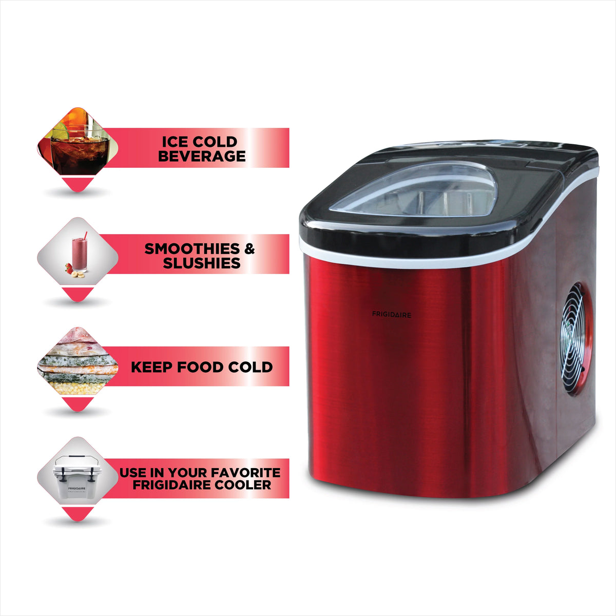 Countertop Ice Maker Red Stainless Steel E49371
